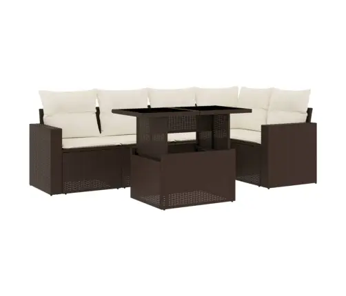 6-Daļīgs Dārza Dīvānu Komplekts, Matrači, Brūna Pe Rotangpalma Vidaxl