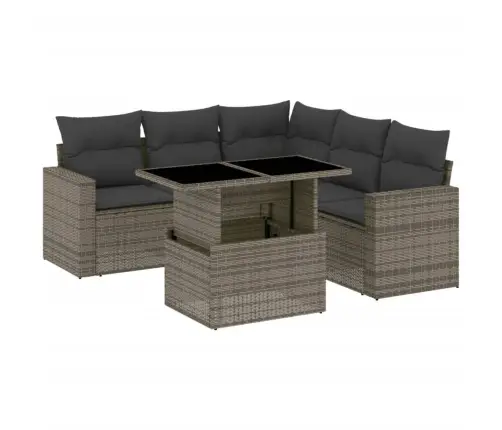 6-Daļīgs Dārza Dīvāna Komplekts Ar Matračiem, Pelēks Pe Pinums Vidaxl