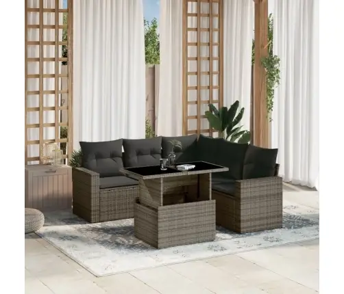 6-Daļīgs Dārza Dīvāna Komplekts Ar Matračiem, Pelēks Pe Pinums Vidaxl