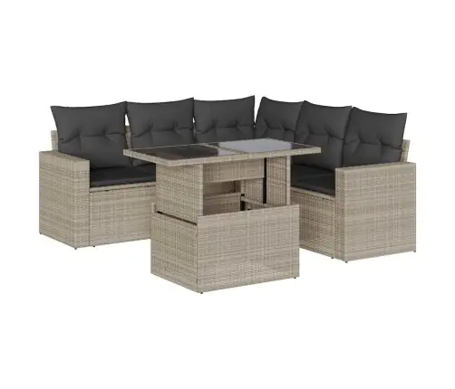 Sofos Komplektas Su Pagalvėlėmis, 6 Dalių, Pilkas, Poliratanas