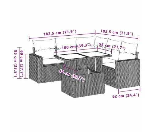 Sofos Komplektas Su Pagalvėlėmis, 6 Dalių, Pilkas, Poliratanas
