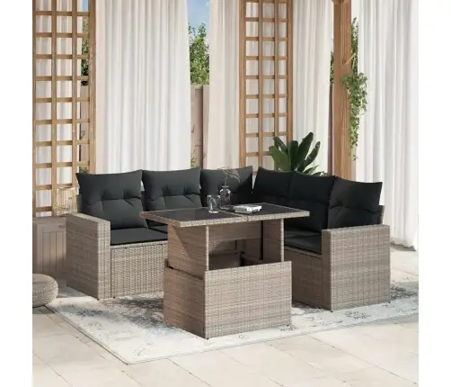 Sofos Komplektas Su Pagalvėlėmis, 6 Dalių, Pilkas, Poliratanas