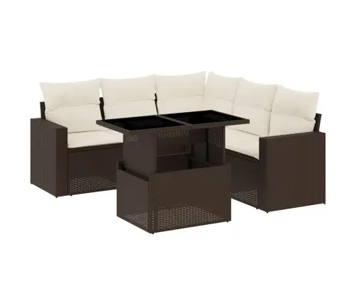 Sofos Komplektas Su Pagalvėlėmis, 6 Dalių, Rudas, Poliratanas