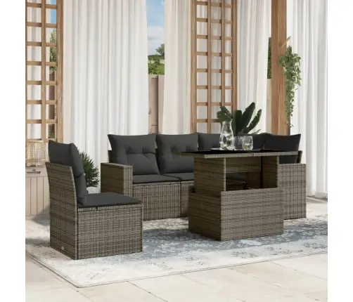 6-Daļīgs Dārza Dīvāna Komplekts Ar Matračiem, Pelēks Pe Pinums Vidaxl