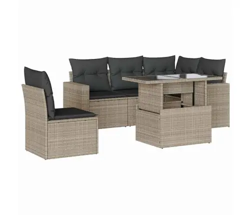 Sofos Komplektas Su Pagalvėlėmis, 6 Dalių, Pilkas, Poliratanas