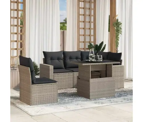 Sofos Komplektas Su Pagalvėlėmis, 6 Dalių, Pilkas, Poliratanas