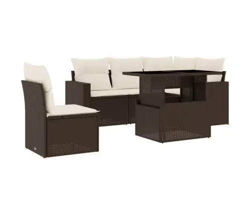 6-Daļīgs Dārza Dīvānu Komplekts, Matrači, Brūna Pe Rotangpalma Vidaxl