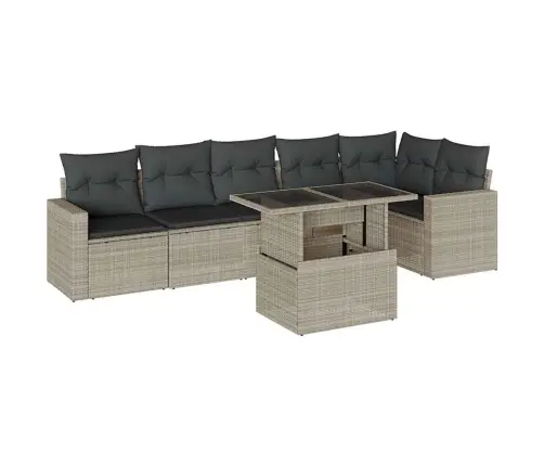 7-Osaline Aiamööblikomplekt Patjadega, Helehall, Polürotang