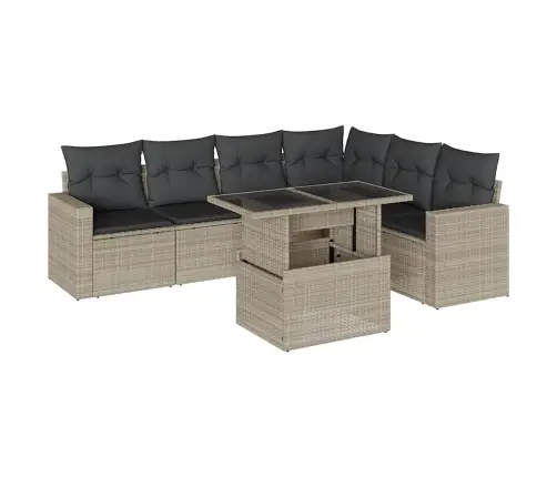 Sofos Komplektas Su Pagalvėlėmis, 7 Dalių, Pilkas, Poliratanas