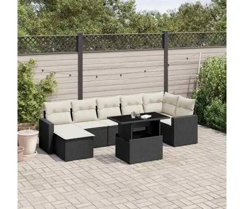 8-Daļīgs Dārza Dīvāna Komplekts, Matrači, Melna Pe Rotangpalma Vidaxl