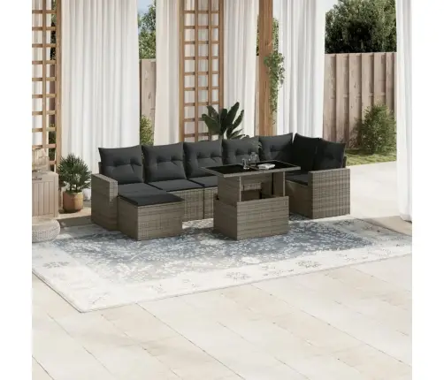 Sodo Komplektas Su Pagalvėlėmis, 8 Dalių, Pilkas, Poliratanas