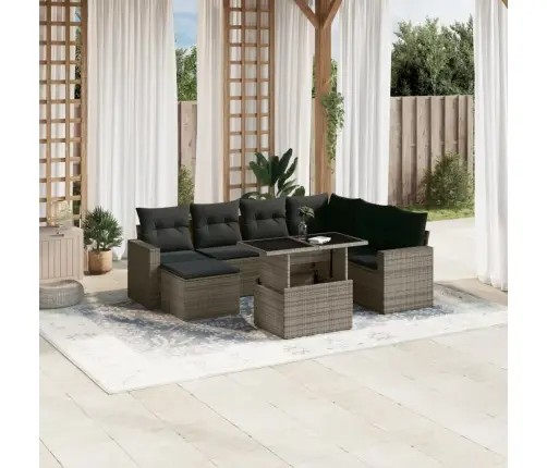 8-Daļīgs Dārza Dīvāna Komplekts Ar Matračiem, Pelēks Pe Pinums Vidaxl