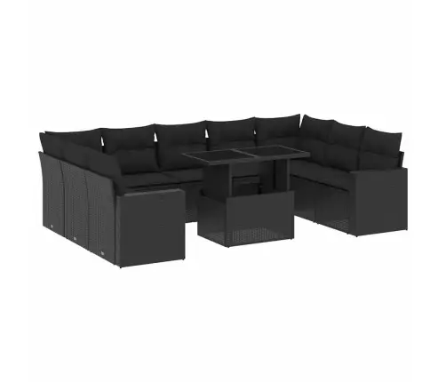 Sodo Komplektas Su Pagalvėlėmis, 10 Dalių, Juodas, Poliratanas