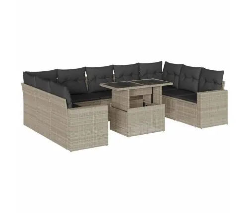 Sodo Komplektas Su Pagalvėlėmis, 10 Dalių, Pilkas, Poliratanas