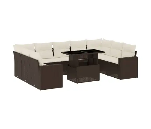 10-Osaline Aiadiivani Komplekt Patjadega, Pruun, Polürotang