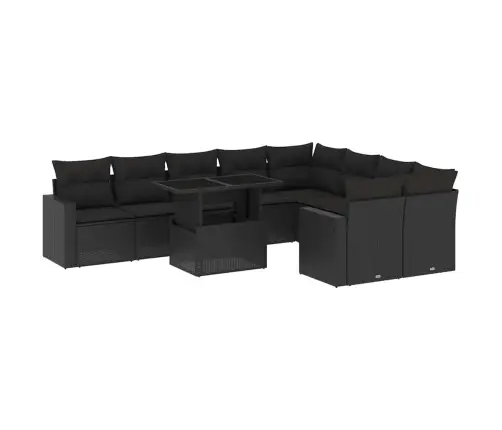 Sodo Komplektas Su Pagalvėlėmis, 10 Dalių, Juodas, Poliratanas