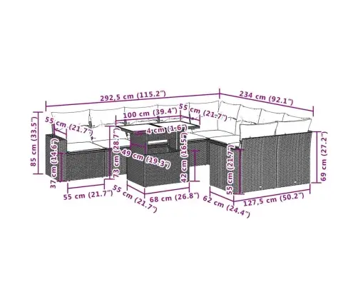 Sodo Komplektas Su Pagalvėlėmis, 10 Dalių, Juodas, Poliratanas