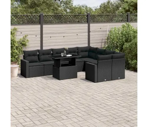 Sodo Komplektas Su Pagalvėlėmis, 10 Dalių, Juodas, Poliratanas