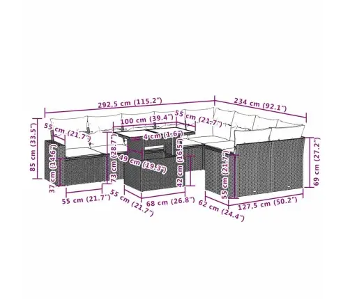 10-Osaline Aiadiivani Komplekt Patjadega, Beež, Polürotang