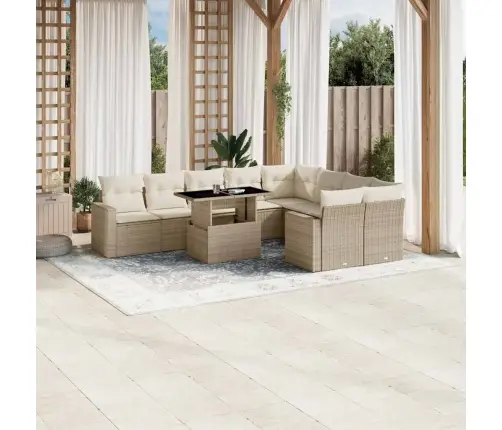 10-Osaline Aiadiivani Komplekt Patjadega, Beež, Polürotang