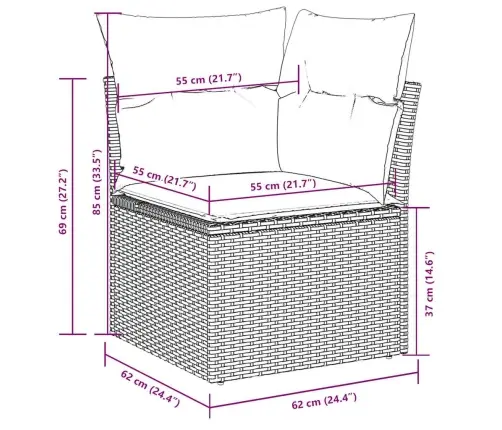 10-Daļīgs Dārza Dīvāna Komplekts, Matrači, Melna Pe Rotangpalma Vidaxl