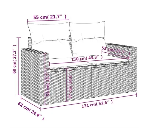 11-Daļīgs Dārza Dīvāna Komplekts Ar Matračiem, Pelēka Pe Pinums Vidaxl