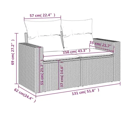 11-Osaline Aiadiivani Komplekt Patjadega, Hall, Polürotang