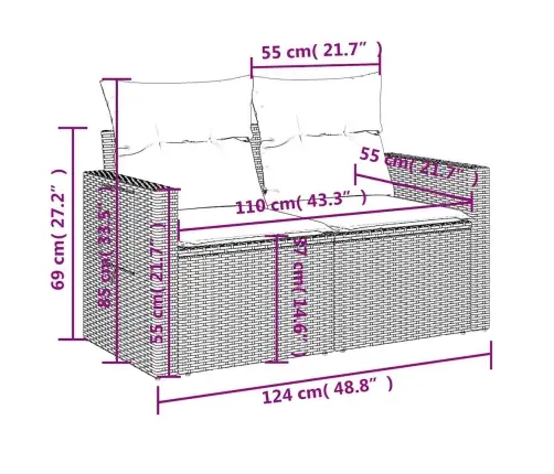 5-Osaline Aiadiivanikomplekt Patjadega, Must, Polürotang