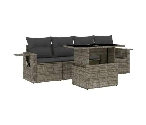 5-Daļīgs Dārza Dīvāna Komplekts Ar Matračiem, Pelēks Pe Pinums Vidaxl 5-Daļīgs Dārza Dīvāna Komplekts Ar Matračiem, Pelēks Pe Pinums Vidaxl