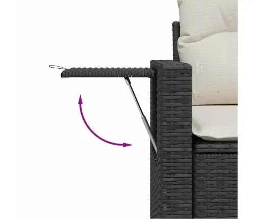 Sofos Komplektas Su Pagalvėlėmis, 7 Dalių, Juodas, Poliratanas