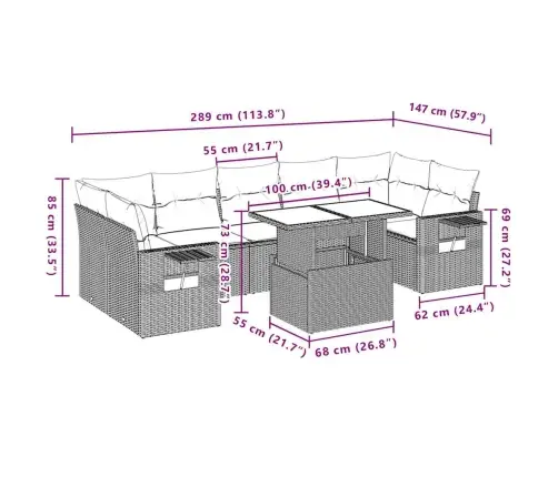8-Daļīgs Dārza Dīvāna Komplekts, Matrači, Melna Pe Rotangpalma Vidaxl