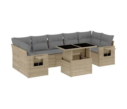 8-Osaline Aiadiivani Komplekt Patjadega, Beež, Polürotang