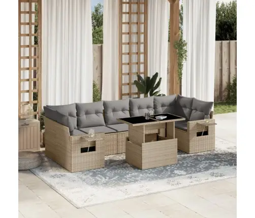 8-Osaline Aiadiivani Komplekt Patjadega, Beež, Polürotang