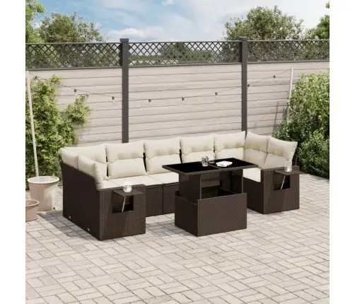 8-Daļīgs Dārza Dīvānu Komplekts, Matrači, Brūna Pe Rotangpalma Vidaxl