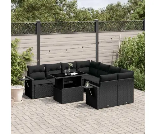 Sodo Komplektas Su Pagalvėlėmis, 9 Dalių, Juodas, Poliratanas