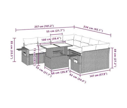 9-Daļīgs Dārza Dīvāna Komplekts, Matrači, Melna Pe Rotangpalma Vidaxl