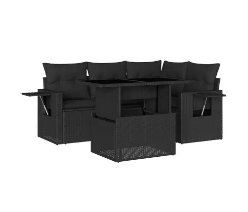 5-Daļīgs Dārza Dīvāna Komplekts Ar Matračiem, Pe Rotangpalma Vidaxl