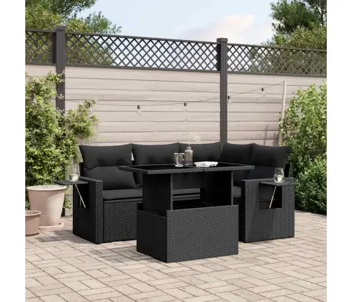 5-Daļīgs Dārza Dīvāna Komplekts Ar Matračiem, Pe Rotangpalma Vidaxl