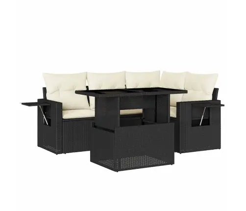 5-Daļīgs Dārza Dīvāna Komplekts Ar Matračiem, Pe Rotangpalma Vidaxl