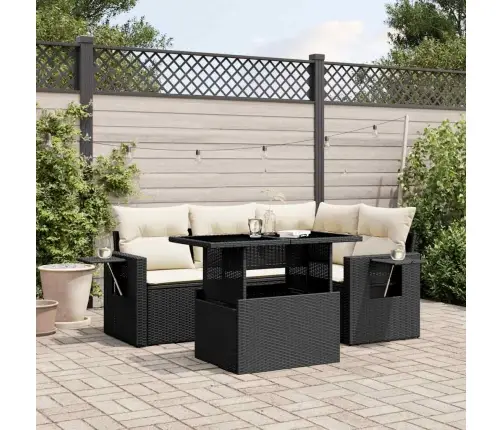 5-Daļīgs Dārza Dīvāna Komplekts Ar Matračiem, Pe Rotangpalma Vidaxl