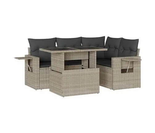 5-Osaline Aiamööblikomplekt Patjadega, Helehall, Polürotang