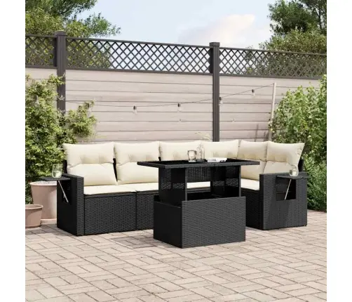 6-Daļīgs Dārza Dīvāna Komplekts, Matrači, Melna Pe Rotanpalma Vidaxl