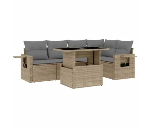 6-Osaline Aiadiivani Komplekt Patjadega, Beež, Polürotang