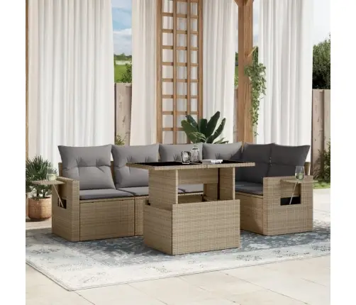 6-Osaline Aiadiivani Komplekt Patjadega, Beež, Polürotang