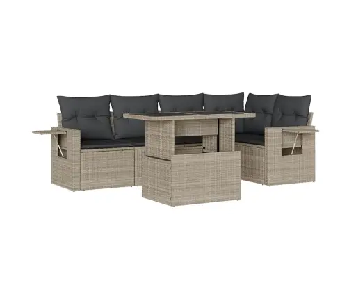 Sofos Komplektas Su Pagalvėlėmis, 6 Dalių, Pilkas, Poliratanas