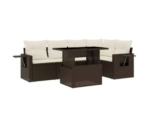 6-Daļīgs Dārza Dīvānu Komplekts, Matrači, Brūna Pe Rotangpalma Vidaxl