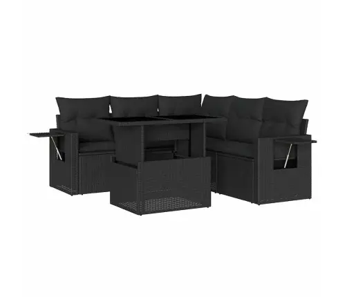 6-Daļīgs Dārza Dīvāna Komplekts, Matrači, Melna Pe Rotanpalma Vidaxl
