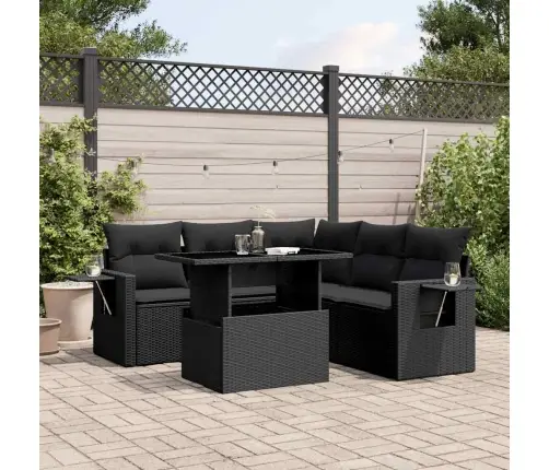 6-Daļīgs Dārza Dīvāna Komplekts, Matrači, Melna Pe Rotanpalma Vidaxl