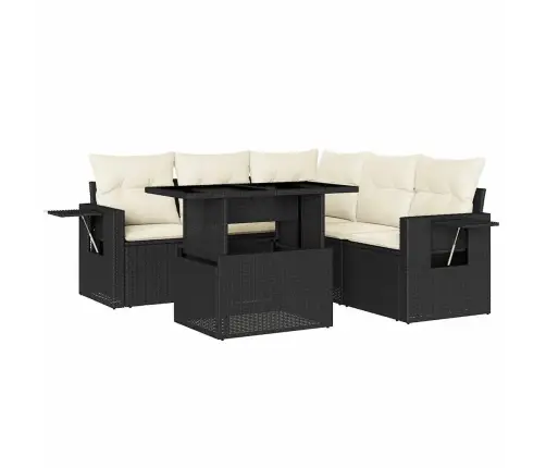 6-Daļīgs Dārza Dīvāna Komplekts, Matrači, Melna Pe Rotanpalma Vidaxl