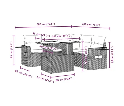 6-Daļīgs Dārza Dīvāna Komplekts, Matrači, Melna Pe Rotanpalma Vidaxl